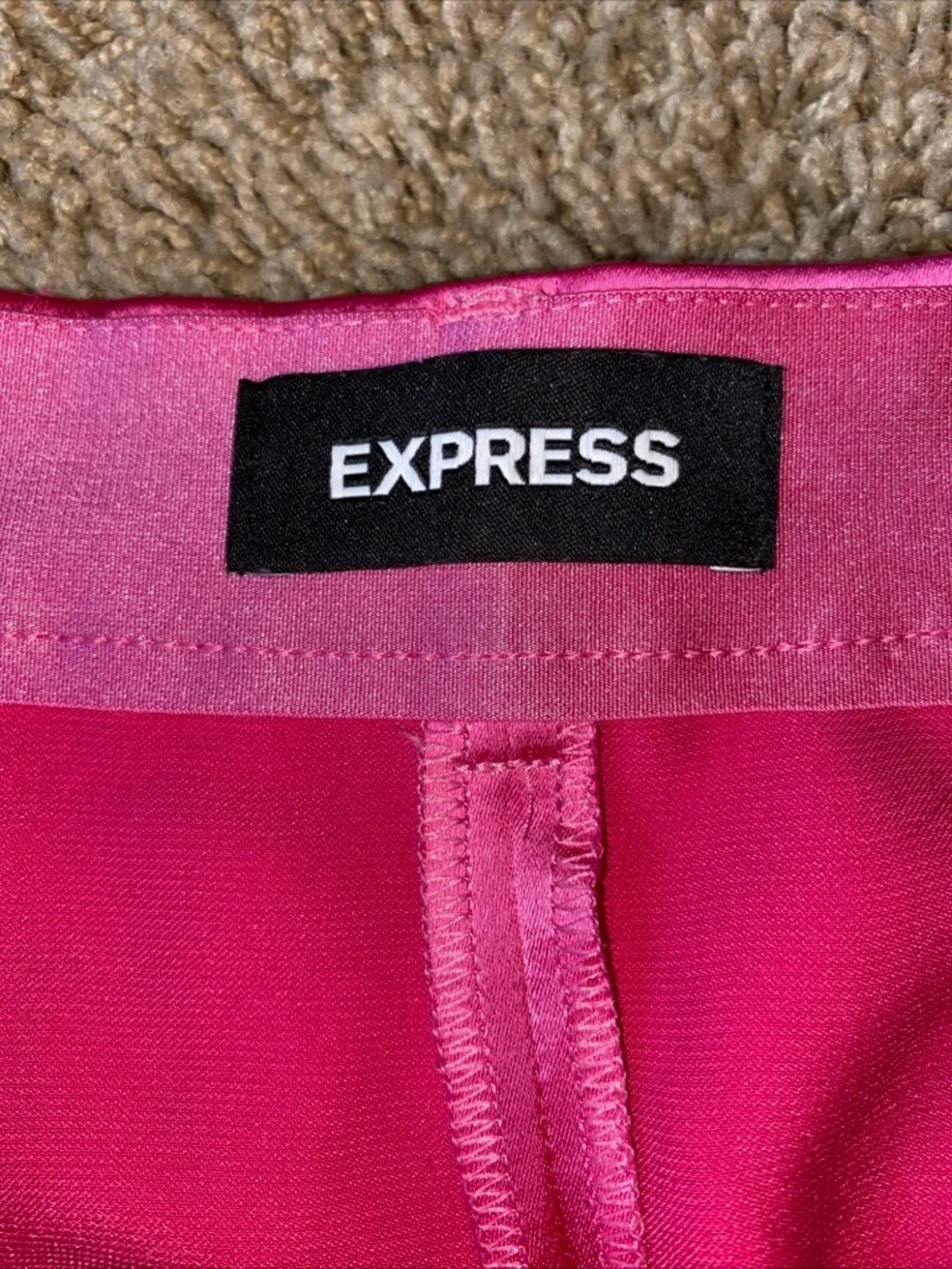 Express Satin High Waist Shorts Womens Sz 12 Pink Barbiecore Vacation Pleated